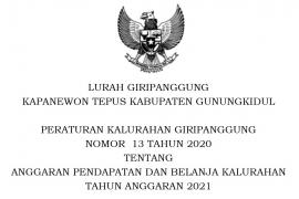 Peraturan Kalurahan Giripanggung Nomor 13 Tahun 2020